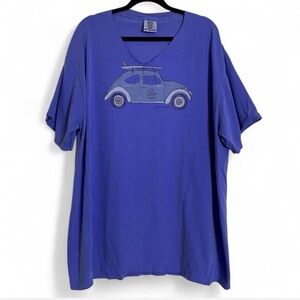 Comfort Colors VW Beetle Graphic Tee 2XL Oversized Blue Surf Dog Shirt